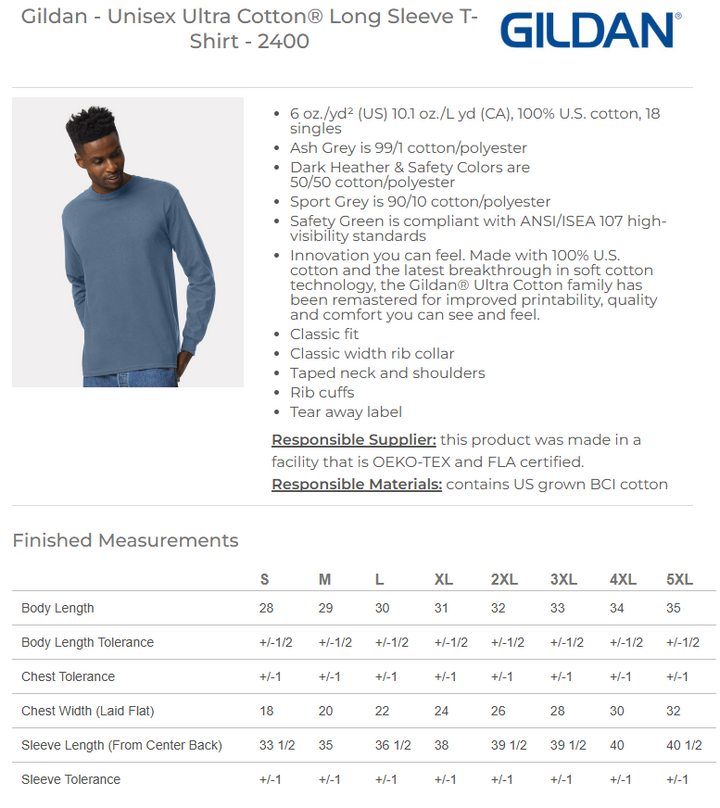 OneSource Restoration Unisex Gildan Long Sleeve Tees (Front Pocket / Full Back Logo)
