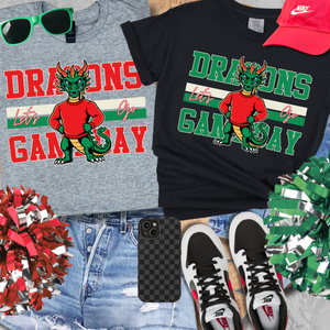Retro Dragons Green/Red Mascot (Pick Your Tee Color) - The Red Rival
