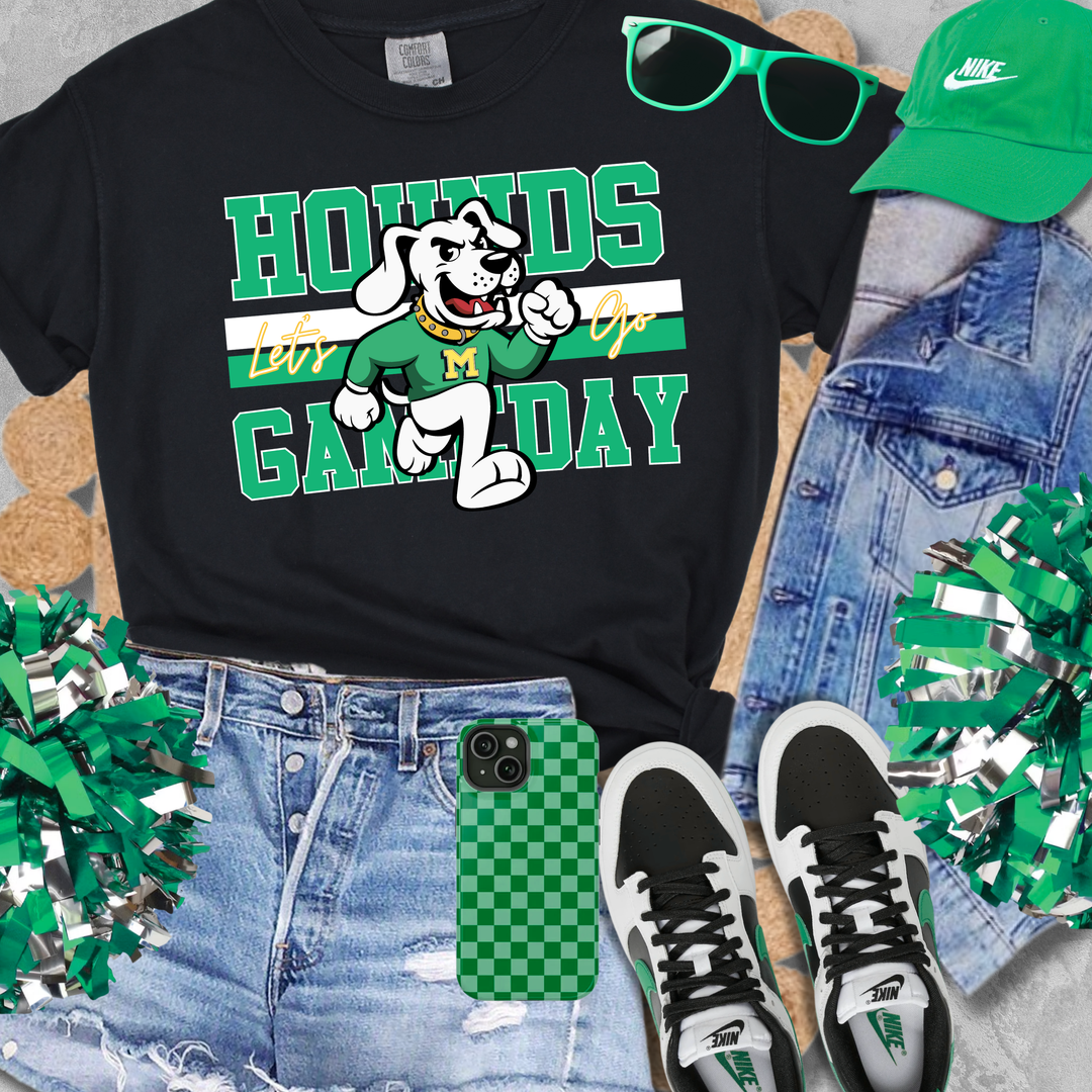 Green/White Vintage Hounds Gameday Tee - The Red Rival