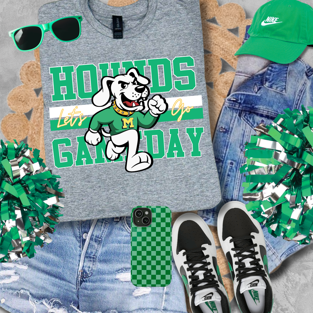 Green/White Vintage Hounds Gameday Tee - The Red Rival