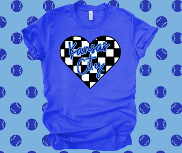 Kansas City Checkered Heart Royal Graphic Tee - The Red Rival