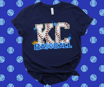 KC Baseball Letters Navy Graphic Tee - The Red Rival
