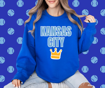 Kansas City Crown Tee Royal Blue Graphic Sweatshirt - The Red Rival