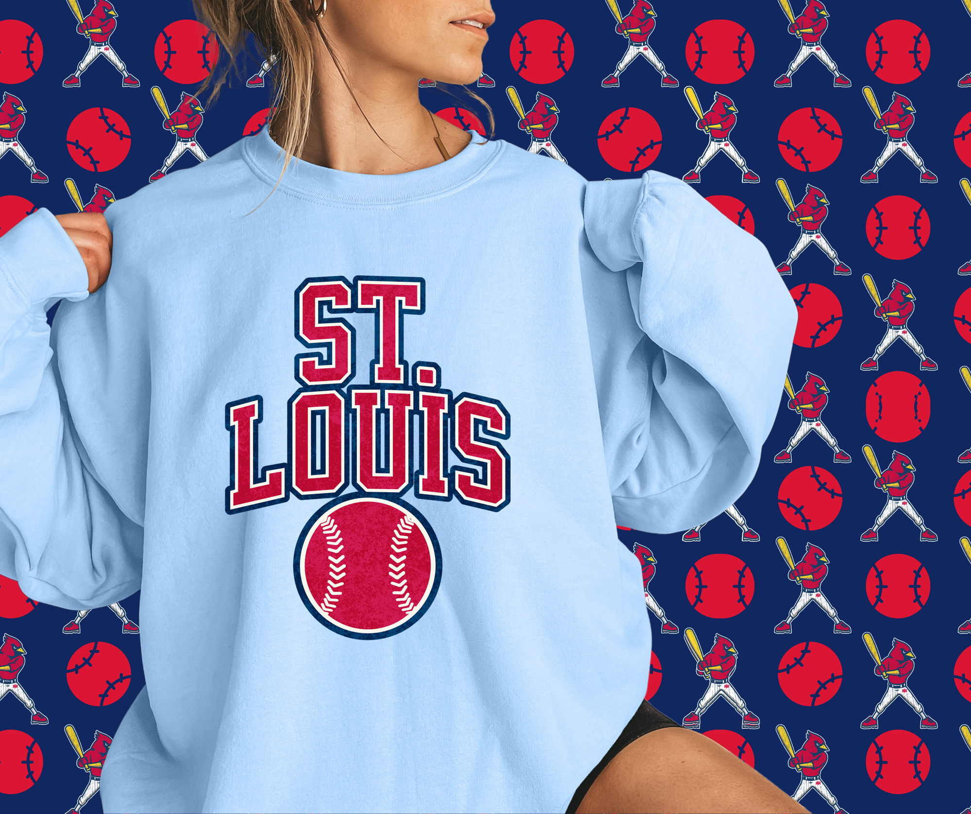 St. Louis Baseball Light Blue Graphic Sweatshirt