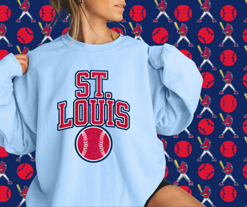 St. Louis Baseball Light Blue Graphic Sweatshirt - The Red Rival