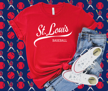 St Louis White Script Red Graphic Tee - The Red Rival