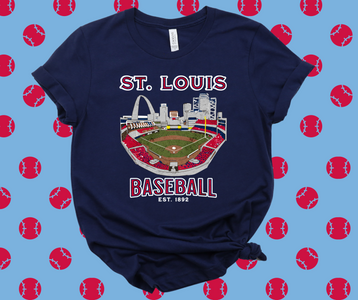 St. Louis Stadium Baseball Navy Graphic Tee - The Red Rival