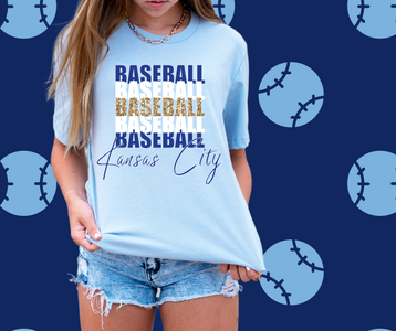 Kansas City Baseball Repeat Blue Graphic Tee - The Red Rival