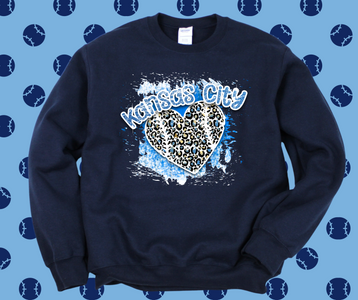 Kansas City Splatter Heart Navy Graphic Sweatshirt - The Red Rival