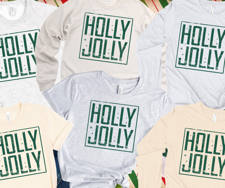 SQUARE HOLLY JOLLY GREEN INK (Select your Color & Style) - The Red Rival
