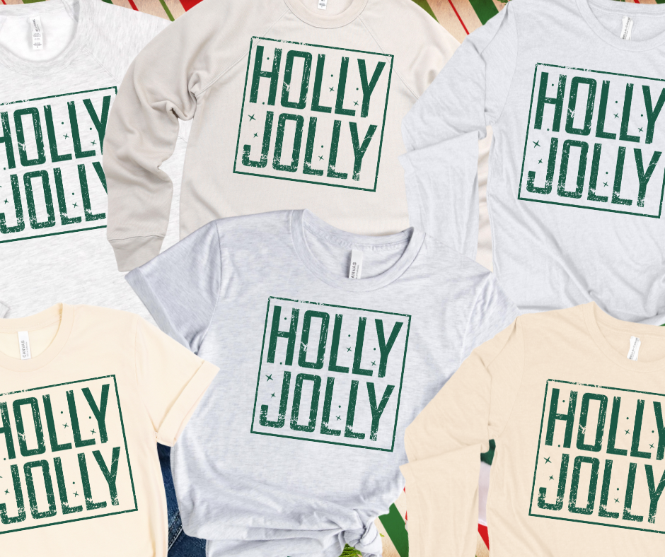 SQUARE HOLLY JOLLY GREEN INK (Select your Color & Style) - The Red Rival