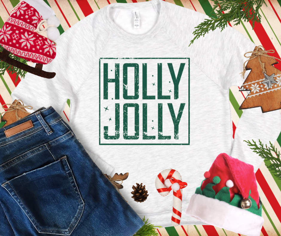 SQUARE HOLLY JOLLY GREEN INK (Select your Color & Style) - The Red Rival