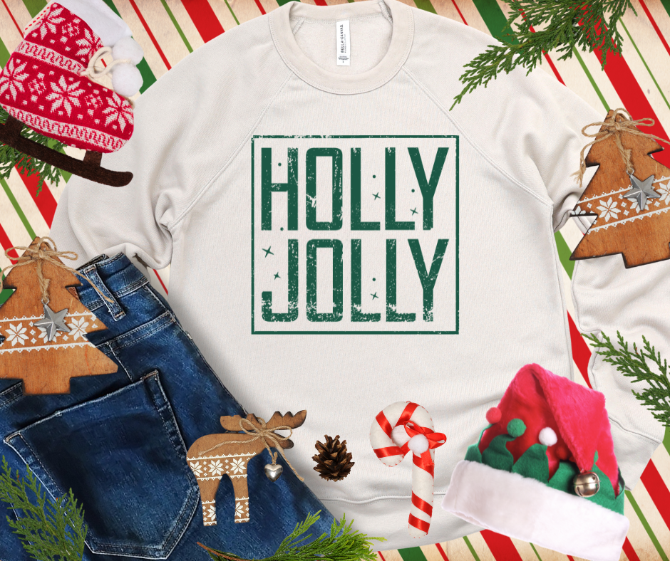 SQUARE HOLLY JOLLY GREEN INK (Select your Color & Style) - The Red Rival