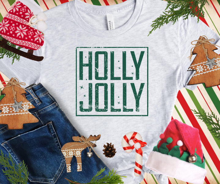 SQUARE HOLLY JOLLY GREEN INK (Select your Color & Style) - The Red Rival
