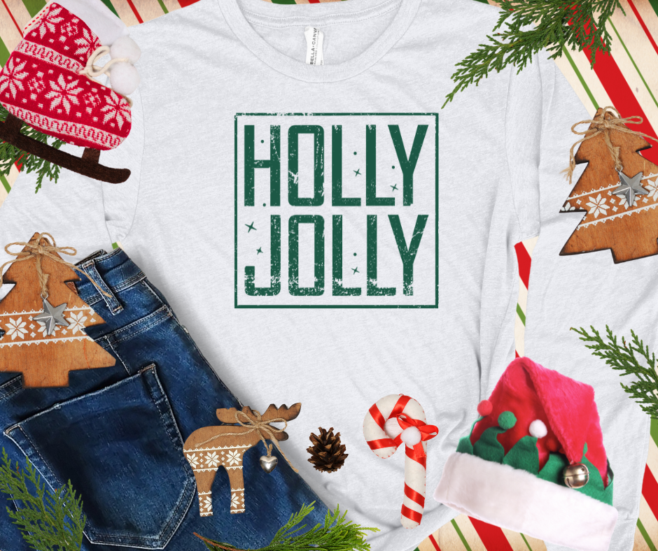 SQUARE HOLLY JOLLY GREEN INK (Select your Color & Style) - The Red Rival