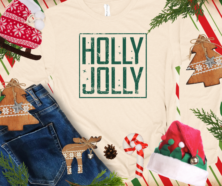 SQUARE HOLLY JOLLY GREEN INK (Select your Color & Style) - The Red Rival