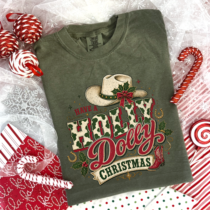 DEAL OF THE DAY - Holly Dolly Christmas Green Tee or Sweatshirt (FINAL SALE)