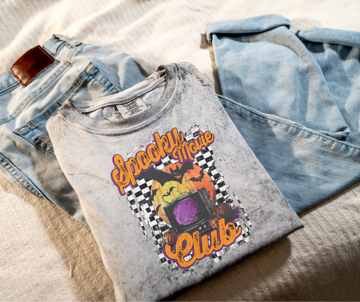 Spooky Movie Club Grey Tie Dye Tee - The Red Rival