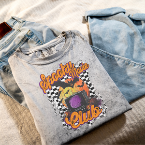 Spooky Movie Club Grey Tie Dye Tee - The Red Rival