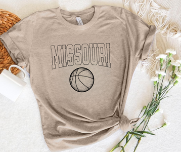 Missouri Basketball Black Outlines Tan Tee - The Red Rival