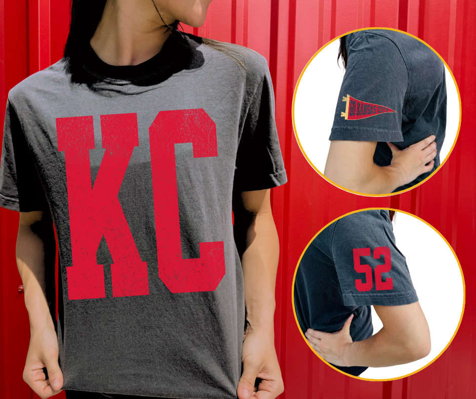 Oversized KC Pennant Sleeves Player #52 (Pick Your Tee Color)