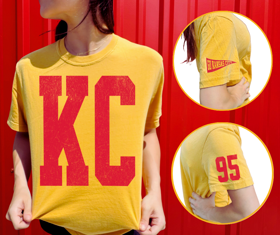 Oversized KC Pennant Sleeves Player #95 (Pick Your Tee Color)