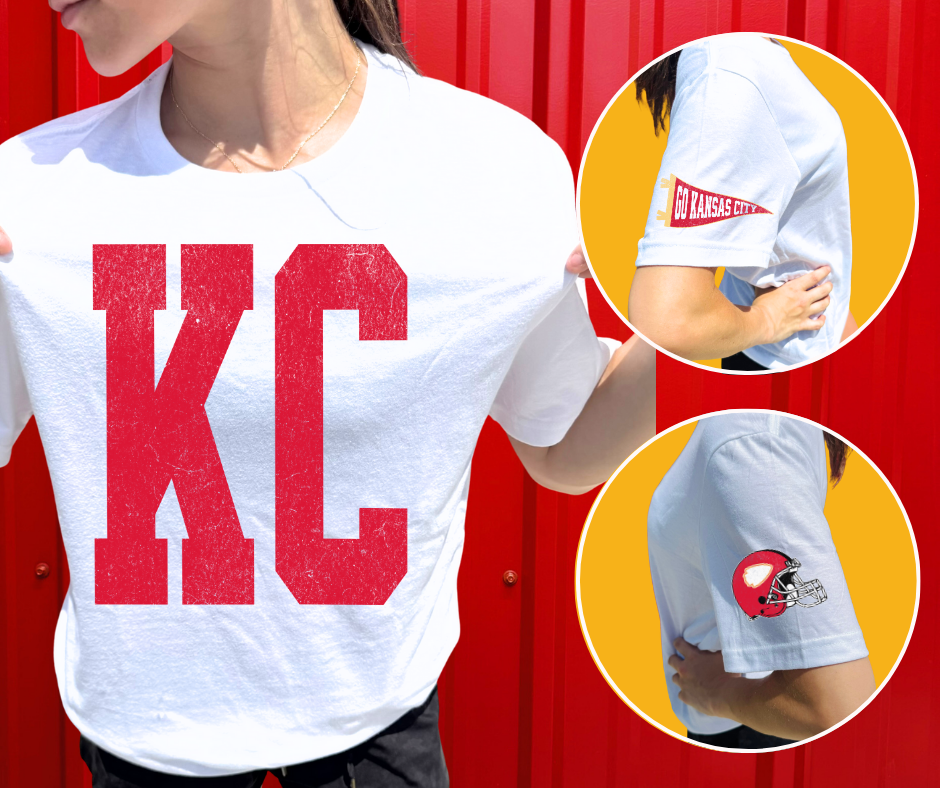 Oversized KC Pennant/Helmet Sleeves (Pick Your Tee Color)