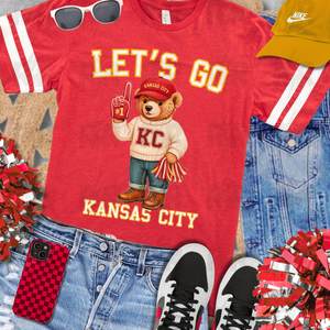 KC Vintage Bear Fan - Let's Go Kansas City - Red Jersey Tee - The Red Rival