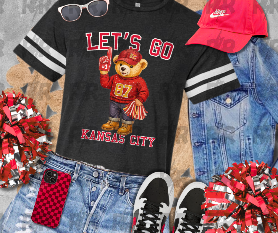 87 Vintage Bear Fan - Let's Go Kansas City - Dark Grey Jersey Tee - The Red Rival