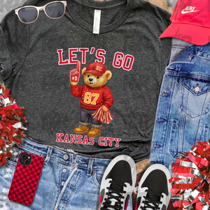 87 Vintage Bear Fan - Let's Go Kansas City - Heather Dark Grey Tee - The Red Rival