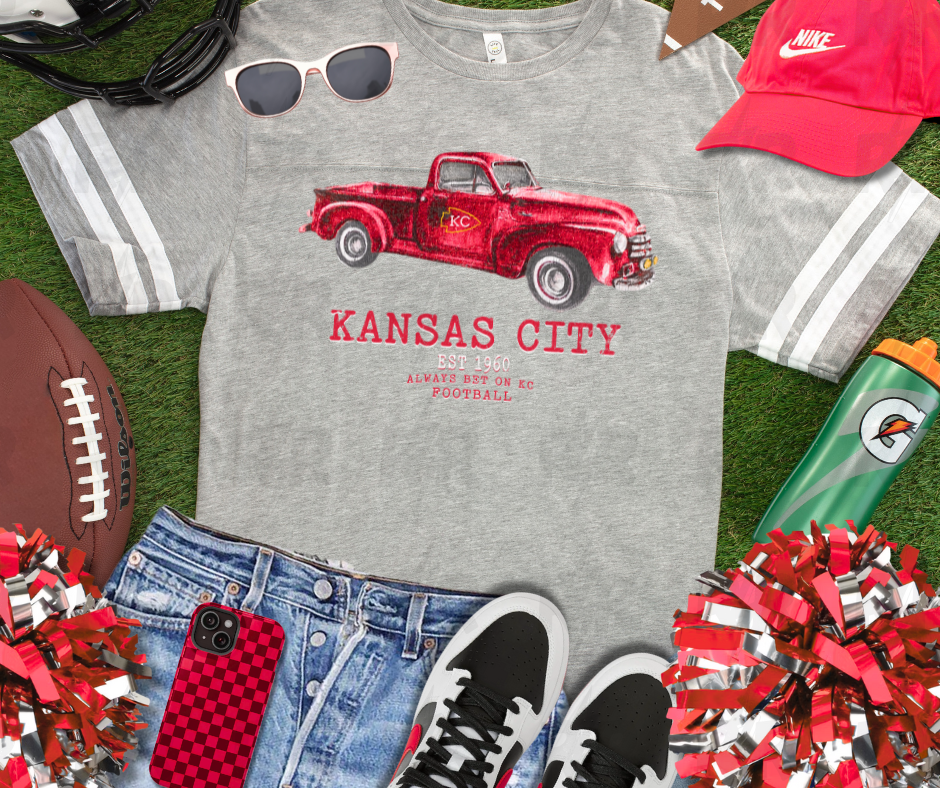 KC Vintage Truck - Athletic Grey Jersey Tee - The Red Rival