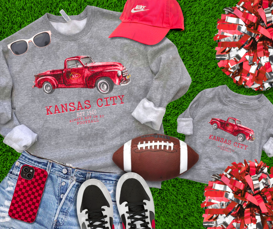 KC Vintage Truck - Athletic Grey Sweatshirt - The Red Rival