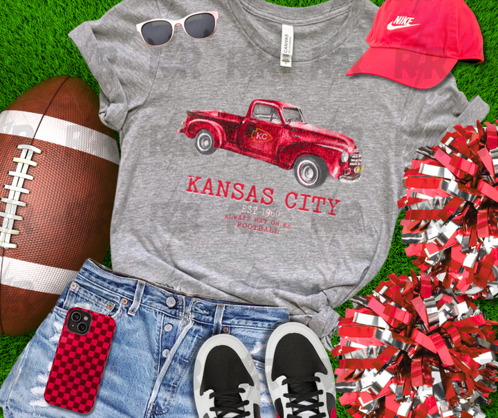 KC Vintage Truck Fan - True Athletic Grey Tee - The Red Rival