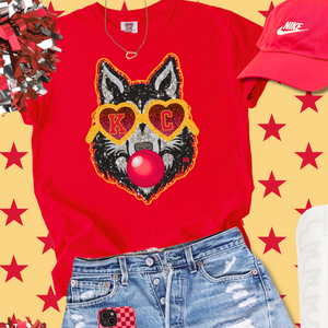 KC Glitter Wolf Blowing Bubble - KC Colors - Red Tee - The Red Rival