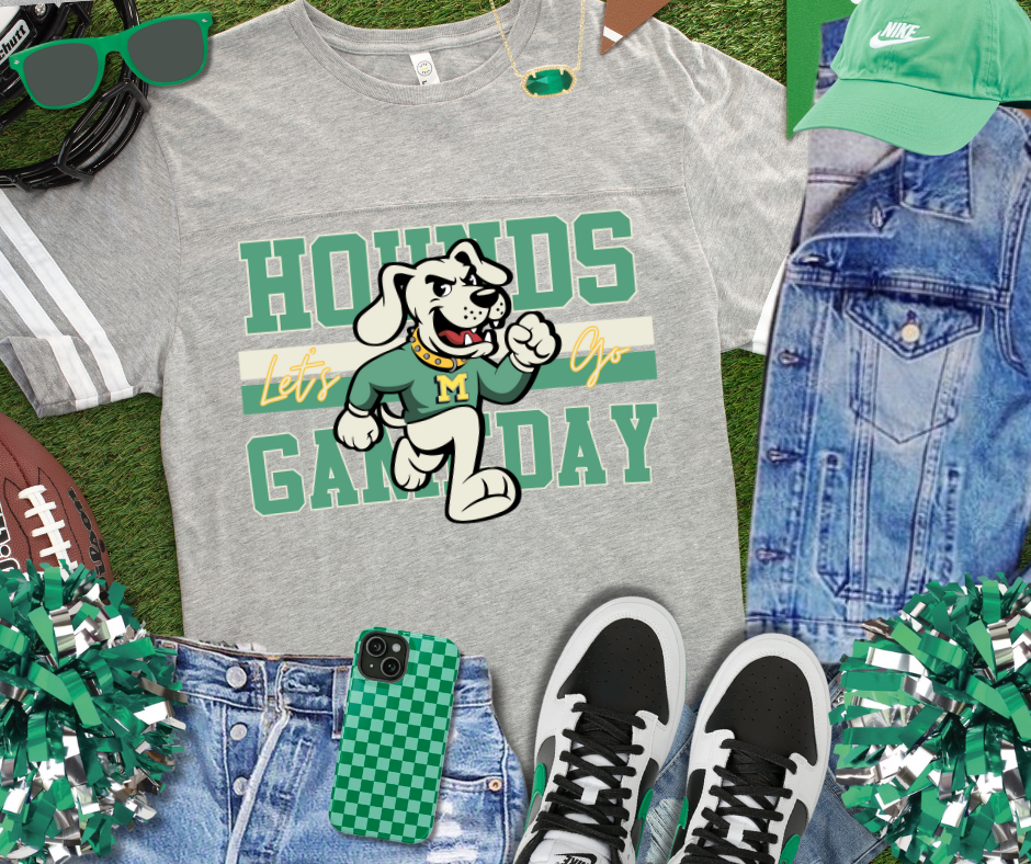 Green/White Vintage Hounds Gameday Jersey Tee - The Red Rival