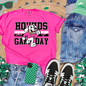 YOUTH Black/White Vintage Hounds Gameday Neon Pink Tee - The Red Rival