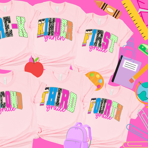 Preppy Grade Level Letters (Pick Your Grade Level & Tee Color) - The Red Rival
