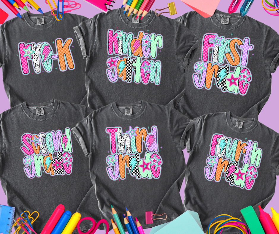 Star/Lighting Bolt Grade Levels (Pick your grade & tee color) - The Red Rival