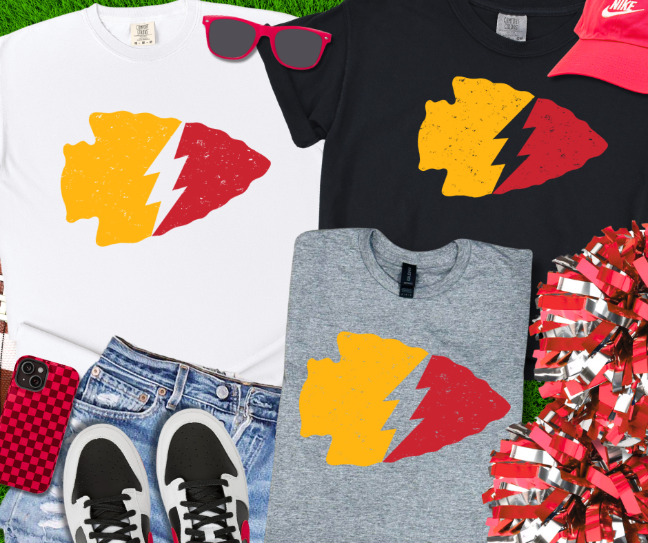 Lightening Bolt Split Arrowhead (Pick Your Tee Color) - The Red Rival