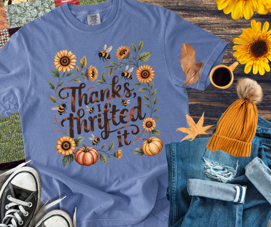 Thanks I Thrifted It Blue Tee - The Red Rival