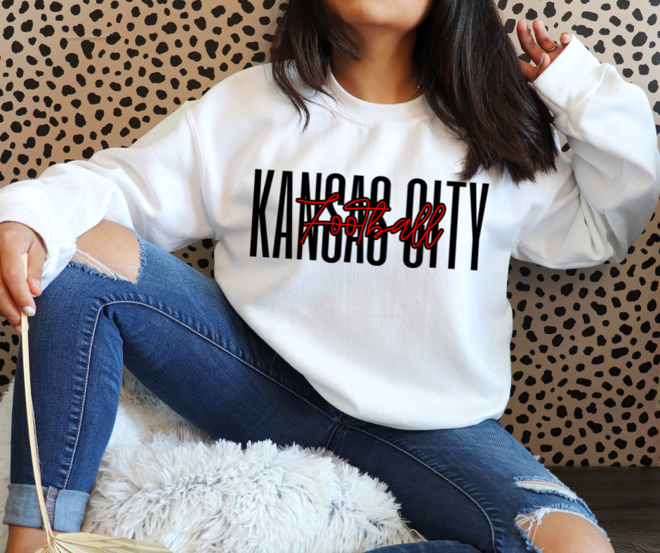 Basic Kansas City Football WHITE Sweatshirt or Tee - The Red Rival