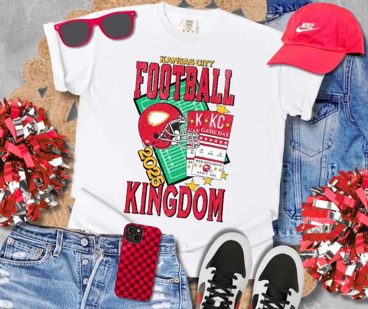 2025 Retro Kansas City Football Kingdom Tickets WHITE Sweatshirt or Tee - The Red Rival
