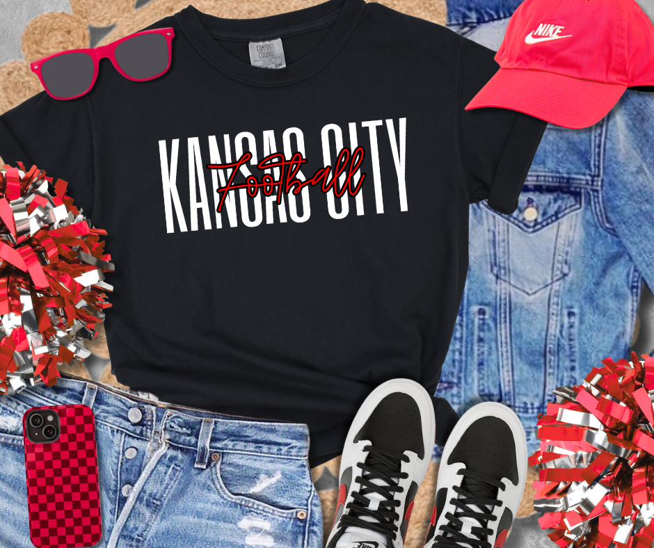 Basic Kansas City Football BLACK Sweatshirt or Tee - The Red Rival