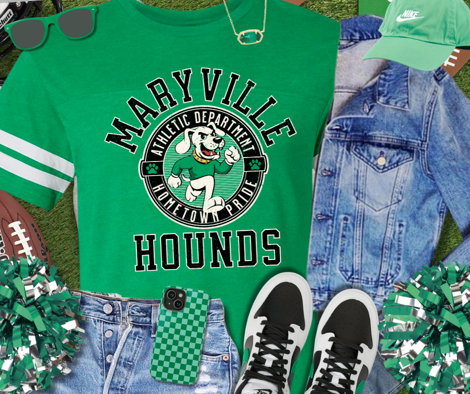 Black Maryville Hounds Athletic Department Green Jersey Tee - The Red Rival