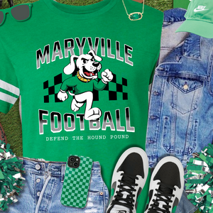 Black/White Checkered Maryville Football Green Jersey Tee - The Red Rival