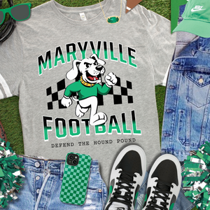 Black/Green Checkered Maryville Football Grey Jersey Tee - The Red Rival