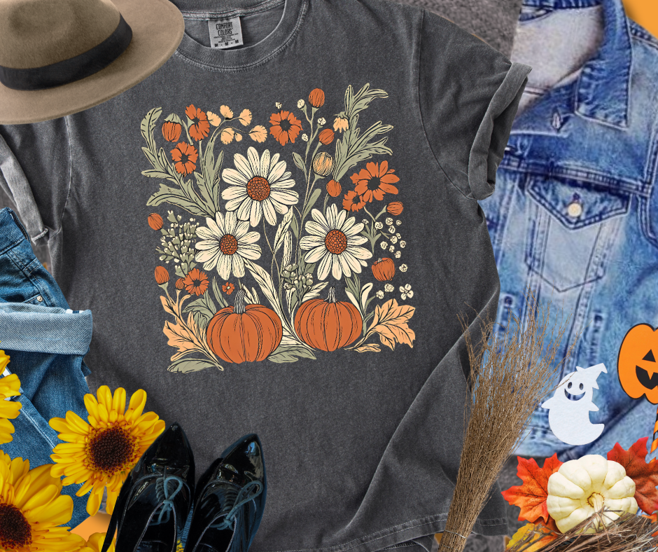 Fall Pumpkins & Flower Collage - The Red Rival