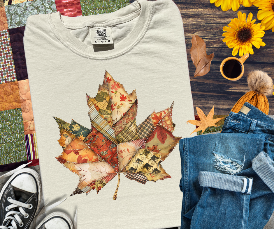Patchwork Leaf (Pick Your Tee Color) - The Red Rival