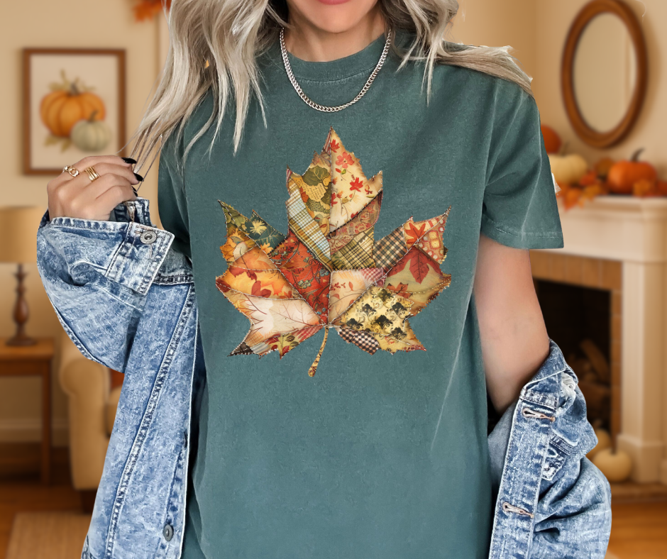 Patchwork Leaf (Pick Your Tee Color) - The Red Rival