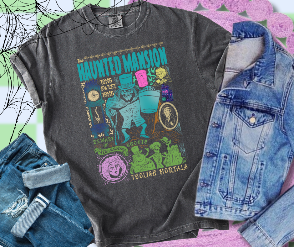 Neon Spooky Mansion Graphic Tee - The Red Rival